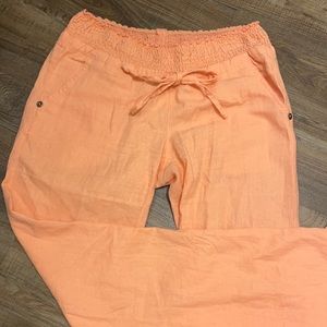 Coral Linen Pants